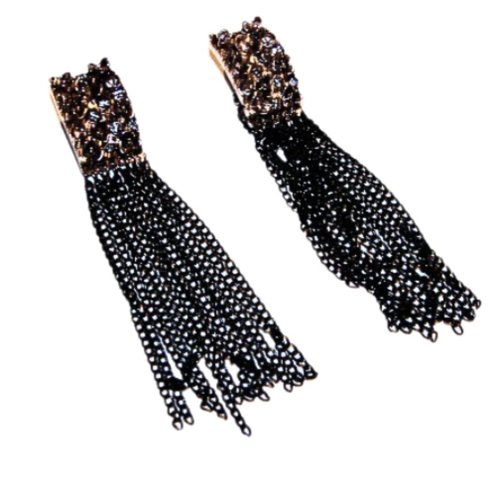 CRYSTAL EMBELLISHED MIXED METALS EARRINGS